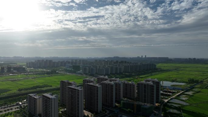 航拍绿地控股襄阳城际空间站楼盘城市风光