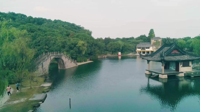 4k航拍绍兴鉴湖风景