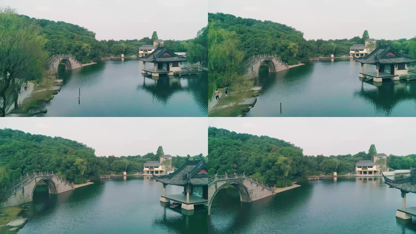 4k航拍绍兴鉴湖风景