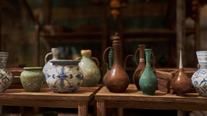 瓷器西域中式各种瓷器货架视频
