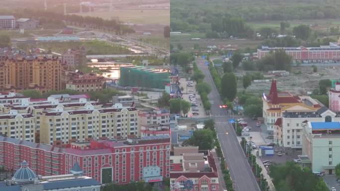高清竖屏航拍新疆布尔津县城市风光