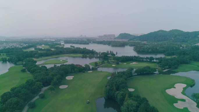 4k航拍绍兴鉴湖风景