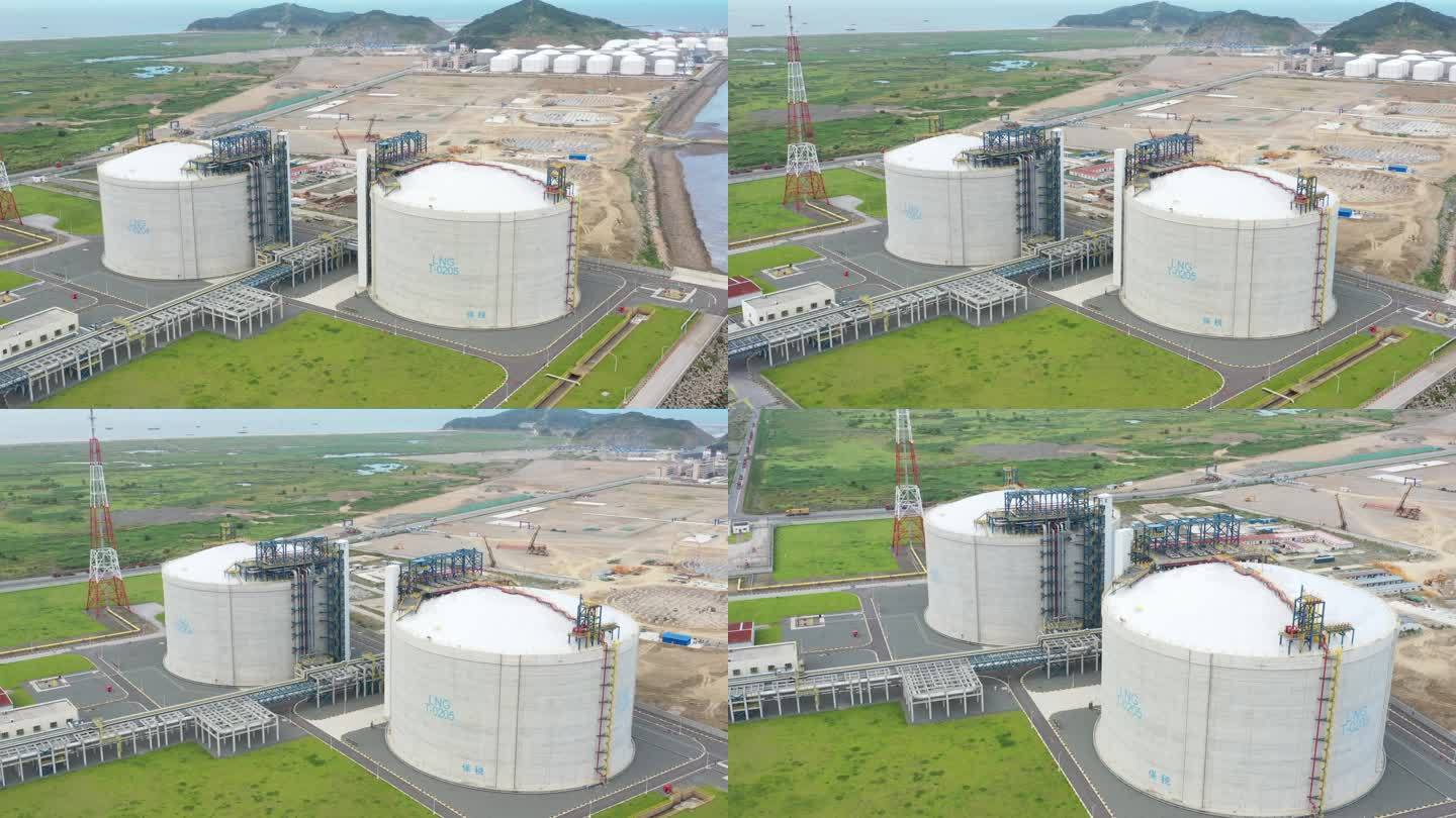 4K原素材-航拍上海LNG液化天然气储罐