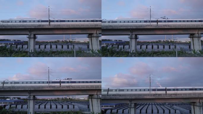 动车组驶过发电厂