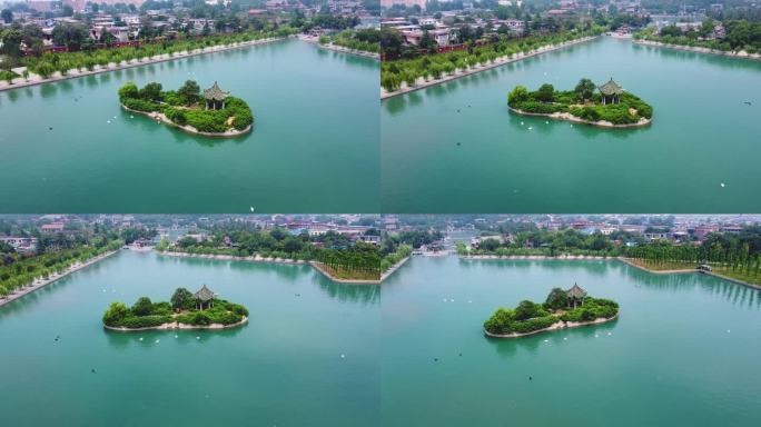 辉县2021年7月百泉湖景色 环绕湖心岛