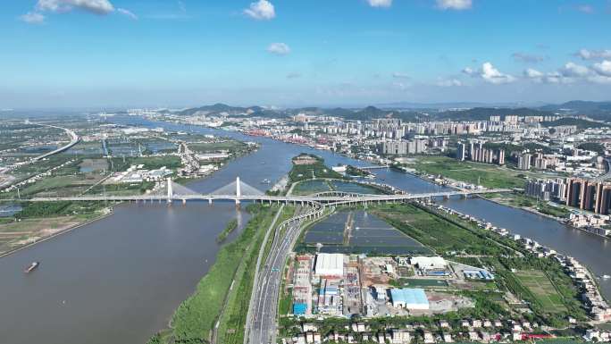 中山火炬开发区中山港大桥中山港码头 全景