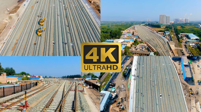 【4K】铁路工人建设维修火车轨道