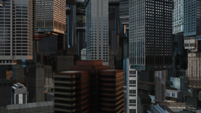 4K三维镜像城市背景素材