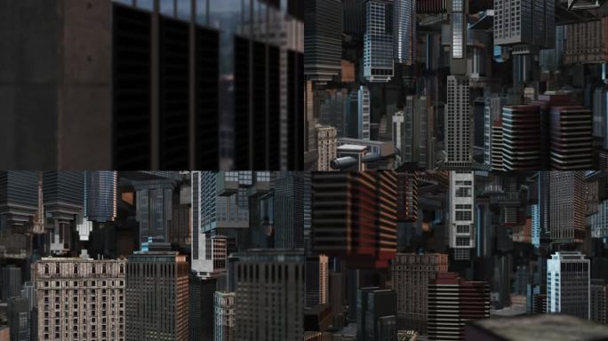 4K三维镜像城市背景素材