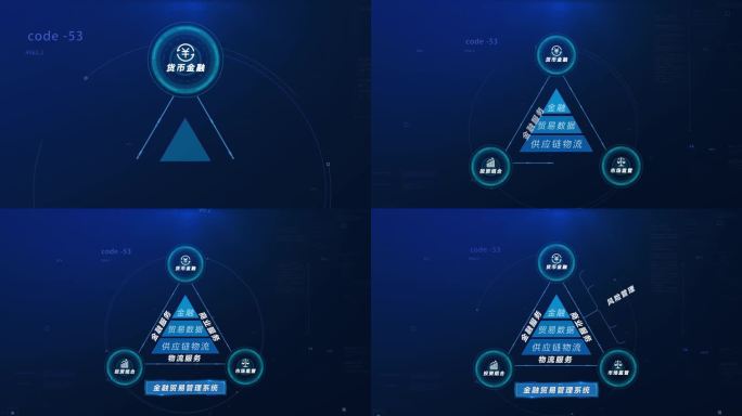 蓝色三角科技组织产业链架构结构AE模板