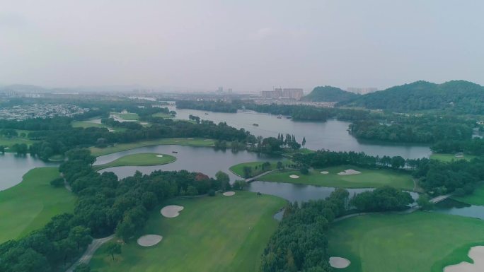 4k航拍绍兴鉴湖风景