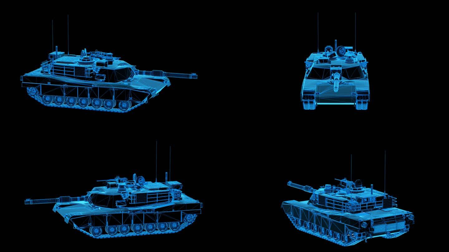 M1A2坦克装甲车蓝色科技线条通道素材