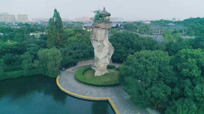 4k航拍绍兴鉴湖风景