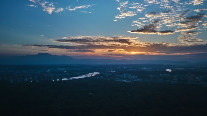 乐山夕阳航拍延时4k