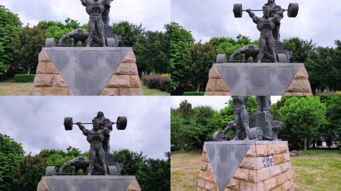 龙岩体育公园 石智勇、张湘祥举重雕塑