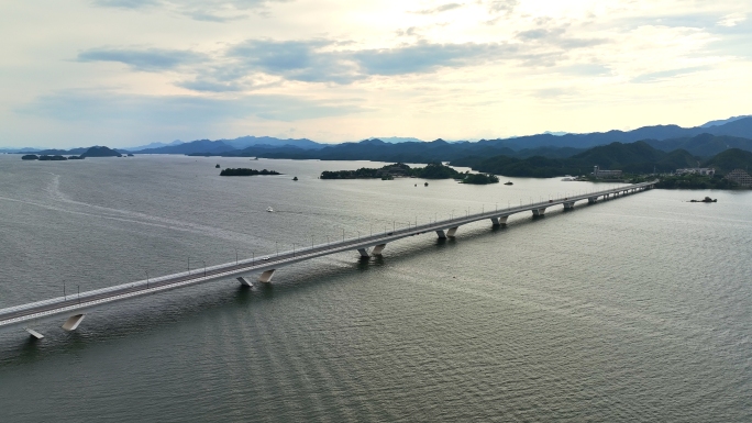 合集-航拍淳安千岛湖大桥千岛湖景观绿道