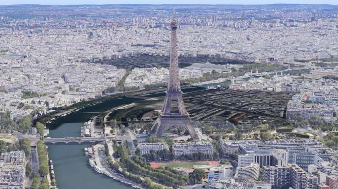 法国巴黎埃菲尔铁塔航拍