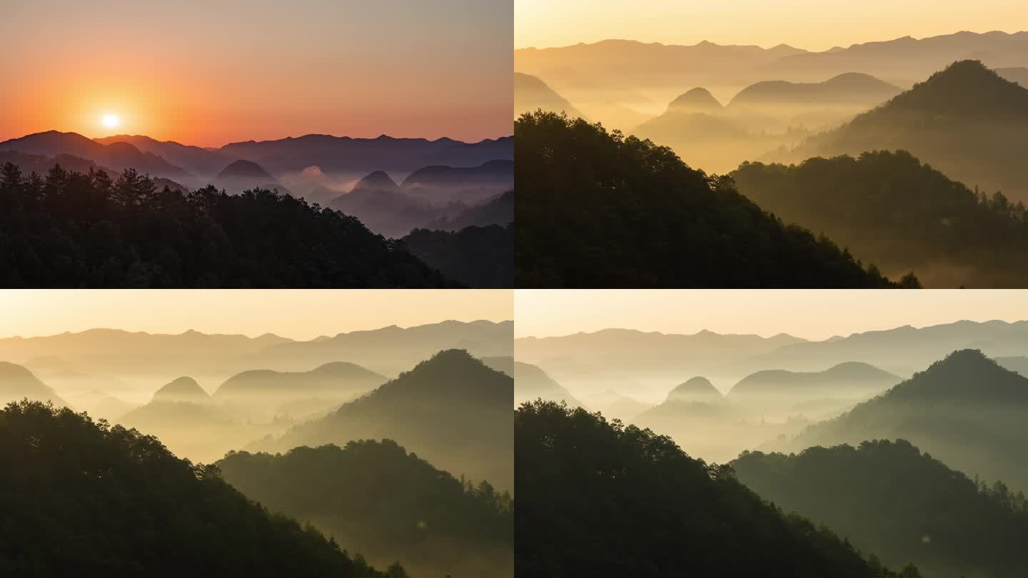 山山川山脉山峦群山云海日出延时