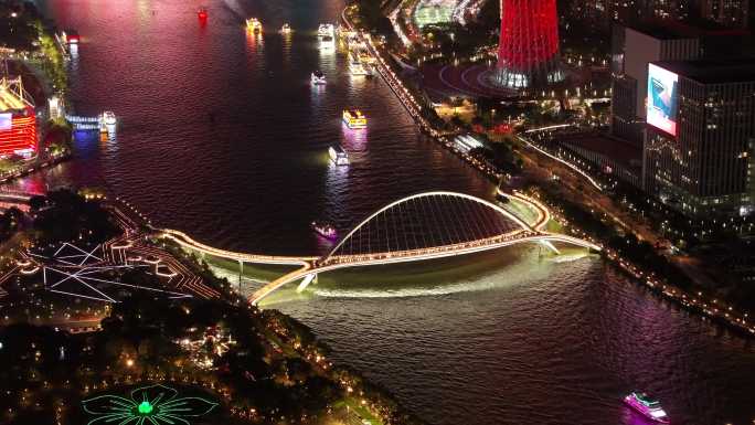 广州夜景航拍 海心桥
