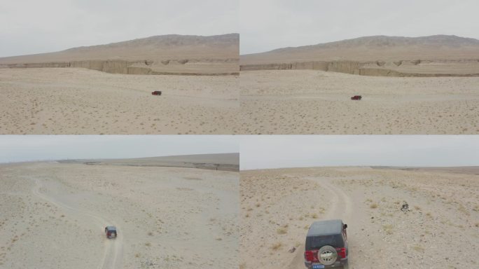 4k航拍越野车穿越沙漠