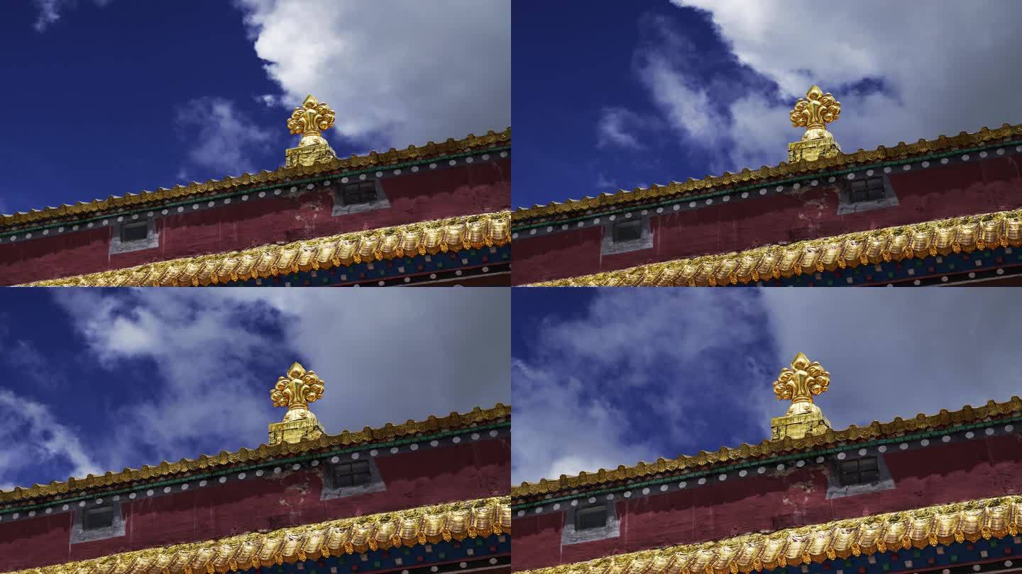 寺院金色装饰白云延迟