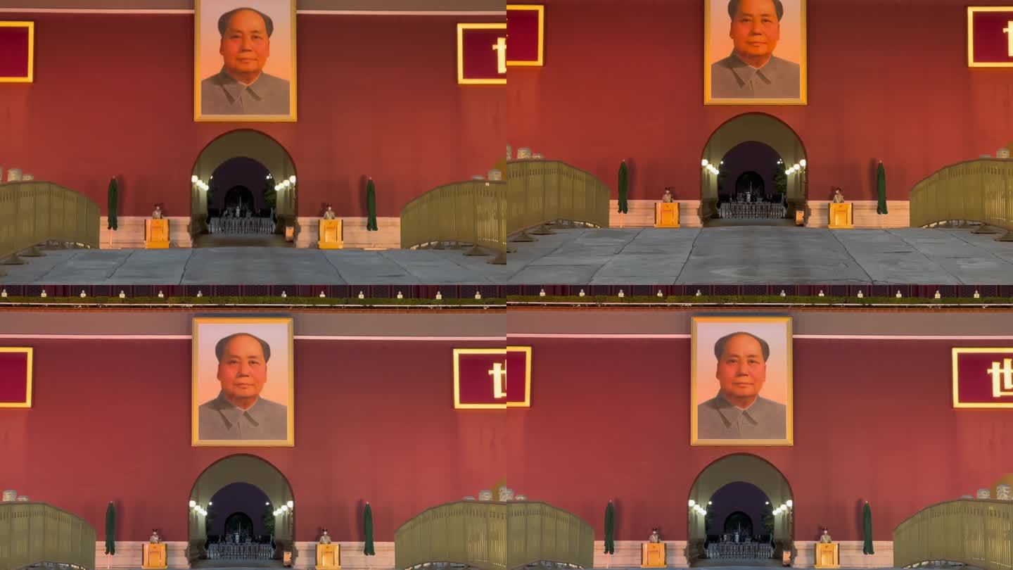 北京天安门城楼毛主席画像北京地标建筑4K