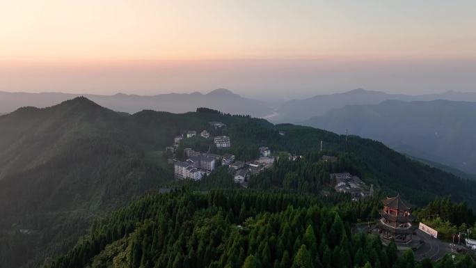 晨曦下的什邡蓥华山钟鼎寺航拍视频