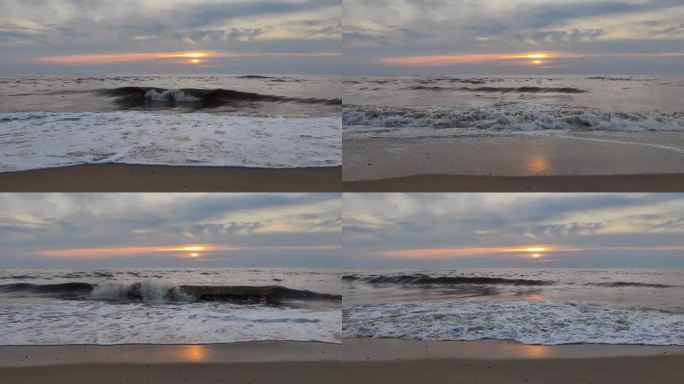 实拍海边落日夕阳