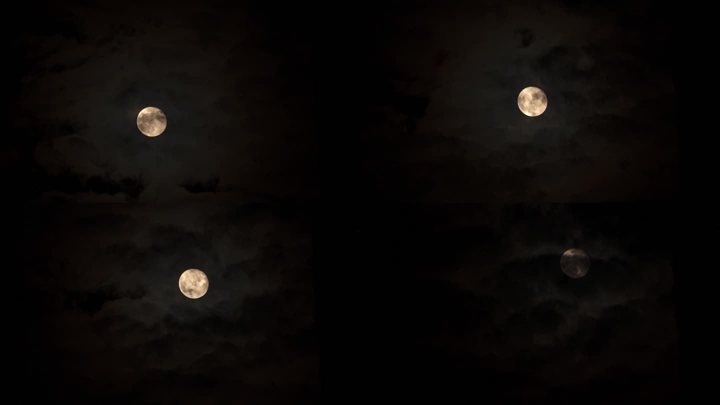 晚上月亮被乌云遮挡延时