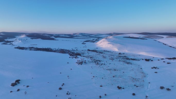 大兴安岭极寒天气雪景晚霞