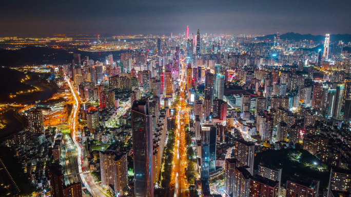 深圳罗湖区城市航拍黄昏延时3