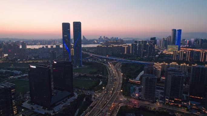 杭州滨江风情大道夜景 智慧之门