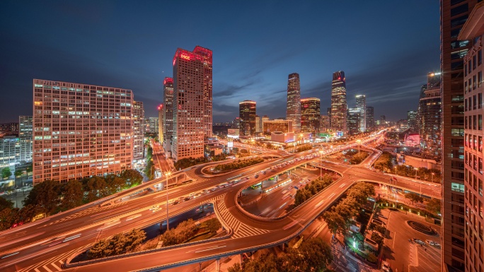 北京国贸桥夜景延时