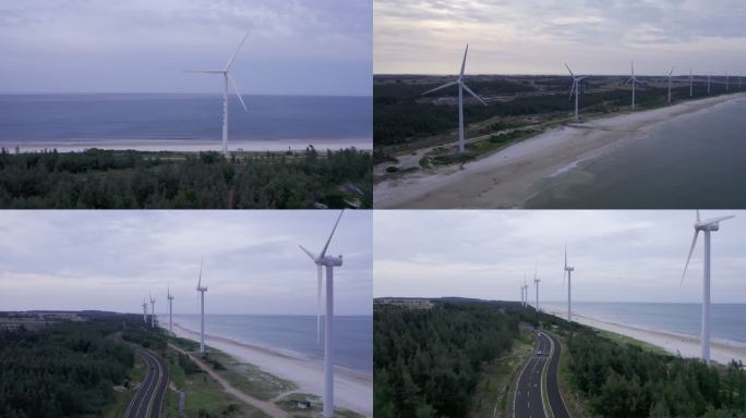 【4K】海边风力发电