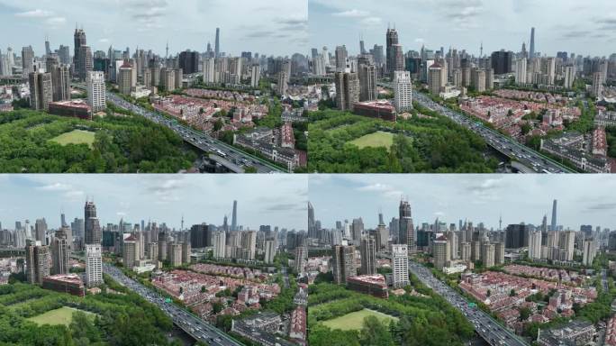 上海市中心高架桥航拍4K素材