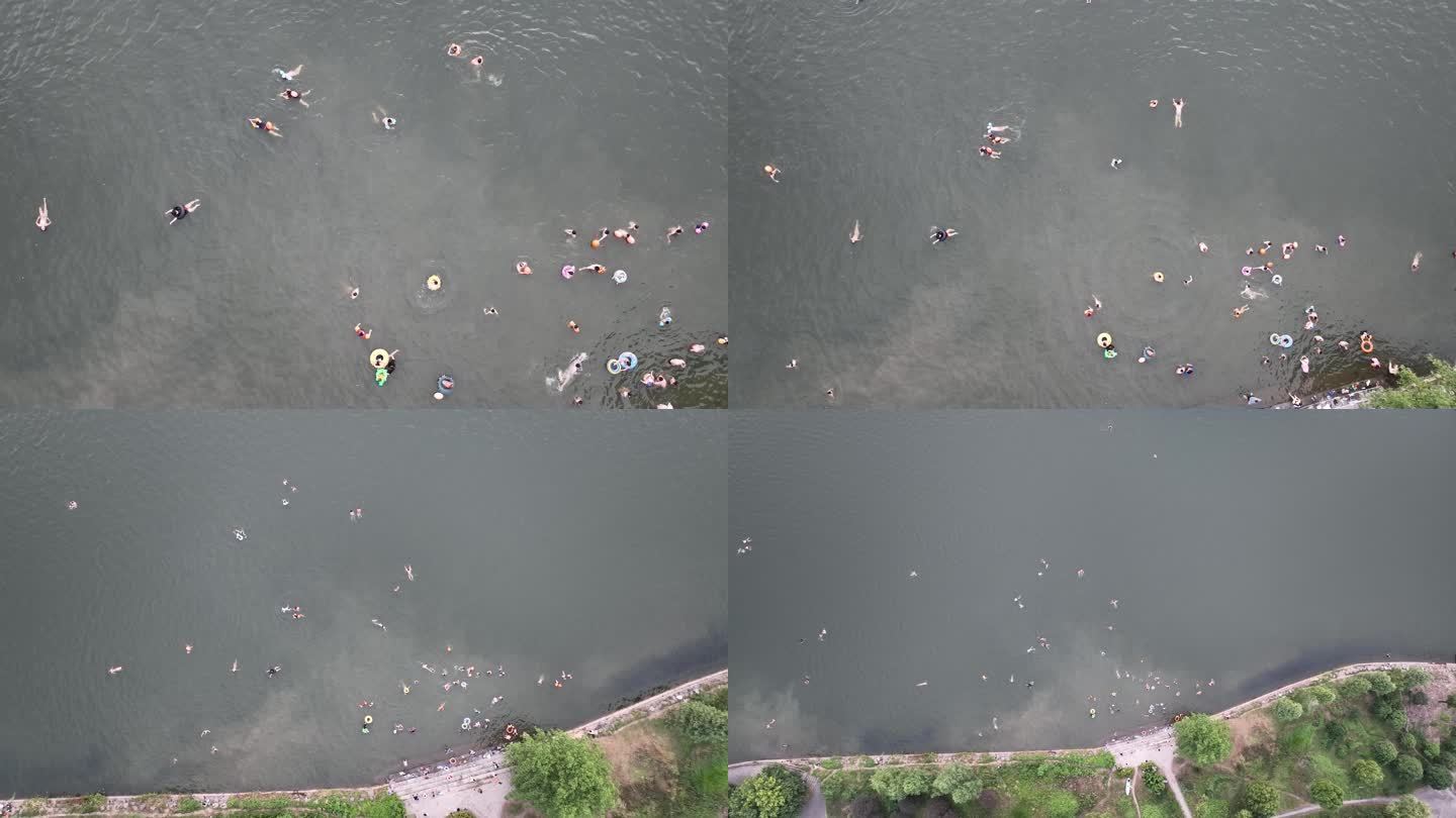 夏天暑假孩子学生野外江里河里游泳玩水安全