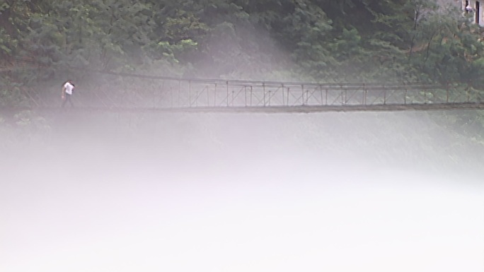 峡谷 长江 水雾 索桥