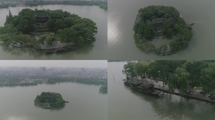 嘉兴南湖红船红色景区湖中岛航拍4K