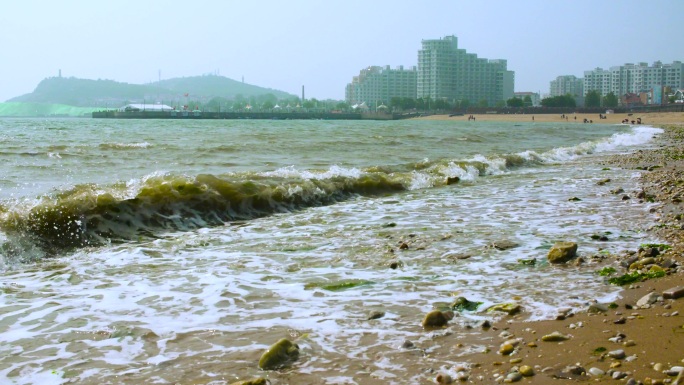 海面浪花 波光粼粼 船只停岸