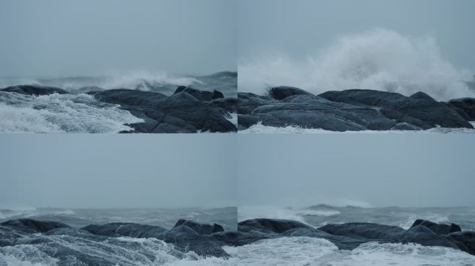 台风天海岸-慢镜头