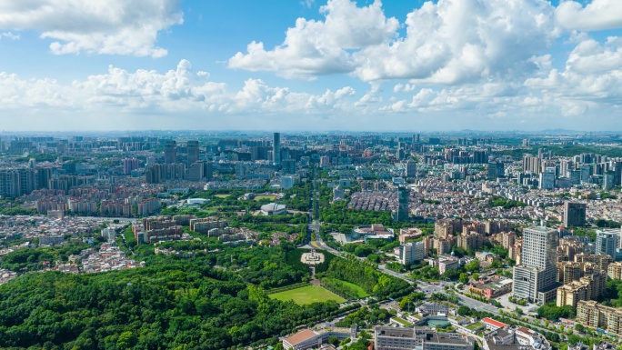 中山市孙文公园兴中道航拍延时城市风光风景