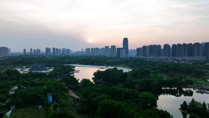 塘西河公园日落