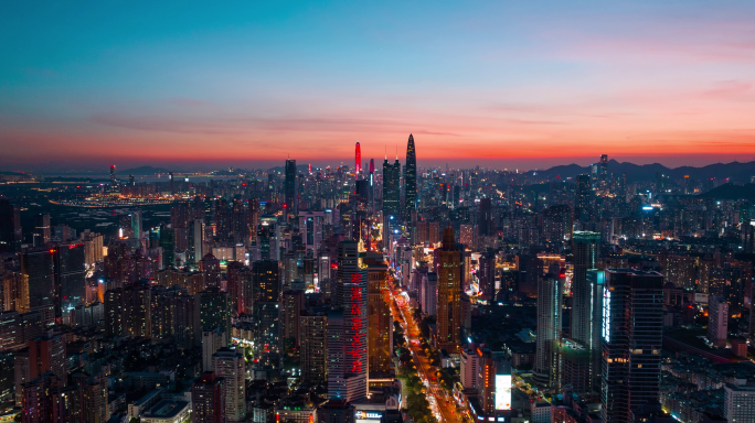 深圳罗湖区城市航拍黄昏延时5