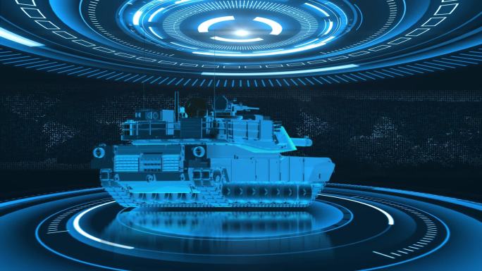 M1A2坦克装甲车全息蓝色科技视频素材