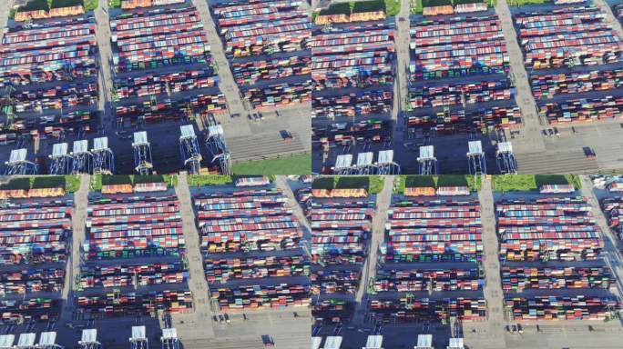 俯瞰广州南沙港货运码头集装箱航拍