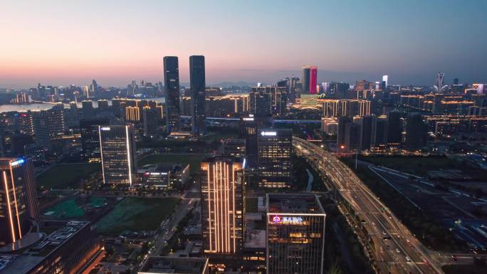 杭州滨江风情大道夜景 智慧之门