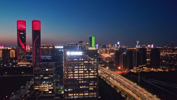 杭州滨江风情大道夜景 智慧之门