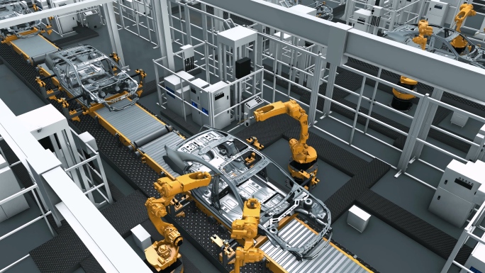 未来智能新能源车汽车生产线自动化车间工厂