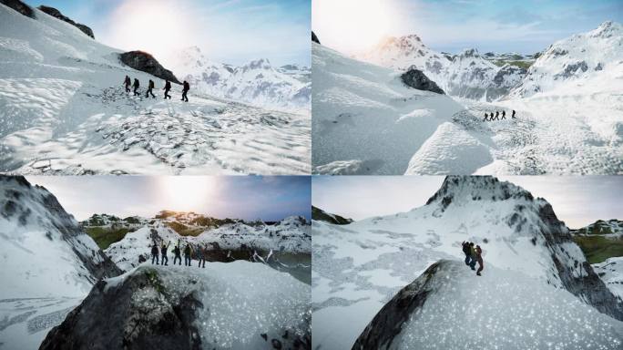 大气恢宏团队徒步登山励志成功企业理念