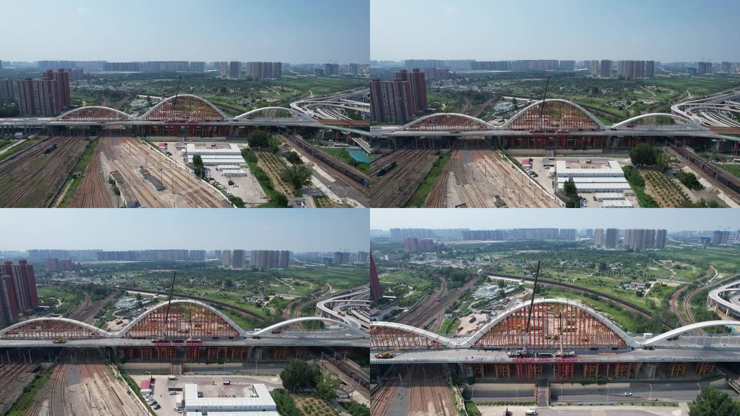 航拍建设中的郑州彩虹桥